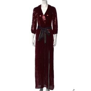 Alice & Olivia Bayley Sequin Burgundy Dress - 2